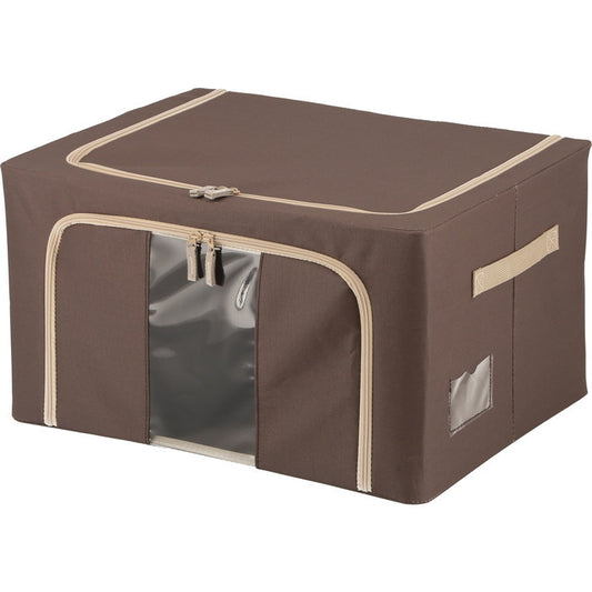 窓付 積み重ね 収納 スタッキング ボックス 55L BR ブラウン 幅500×奥行400×高さ280 fj-63518の画像