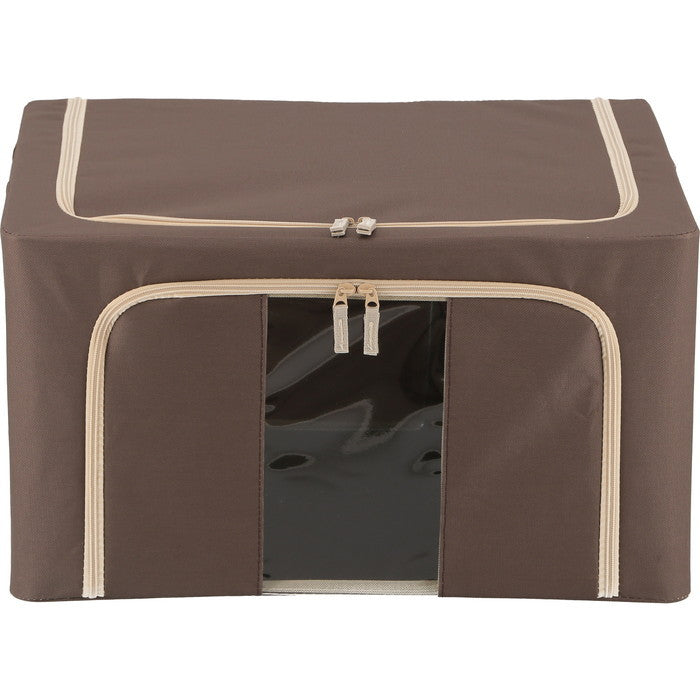 窓付 積み重ね 収納 スタッキング ボックス 55L BR ブラウン 幅500×奥行400×高さ280 fj-63518の画像