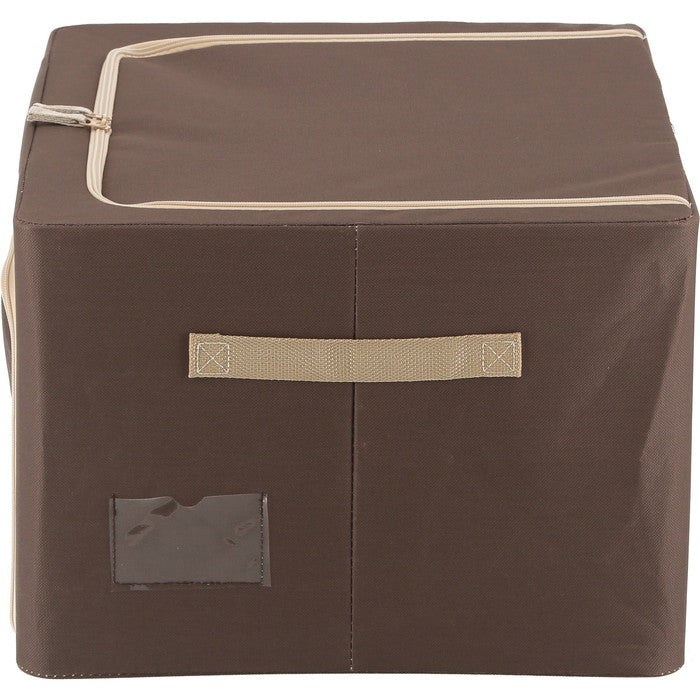 窓付 積み重ね 収納 スタッキング ボックス 55L BR ブラウン 幅500×奥行400×高さ280 fj-63518の画像