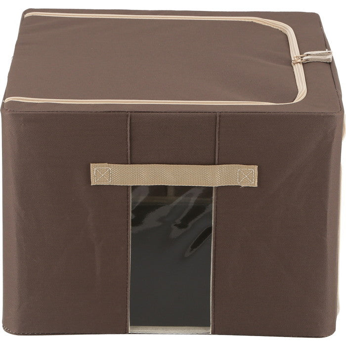 窓付 積み重ね 収納 スタッキング ボックス 55L BR ブラウン 幅500×奥行400×高さ280 fj-63518の画像