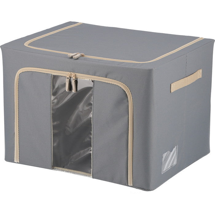 窓付 積み重ね 収納 スタッキング ボックス 72L GY グレー 幅500×奥行400×高さ360 fj-63519の画像