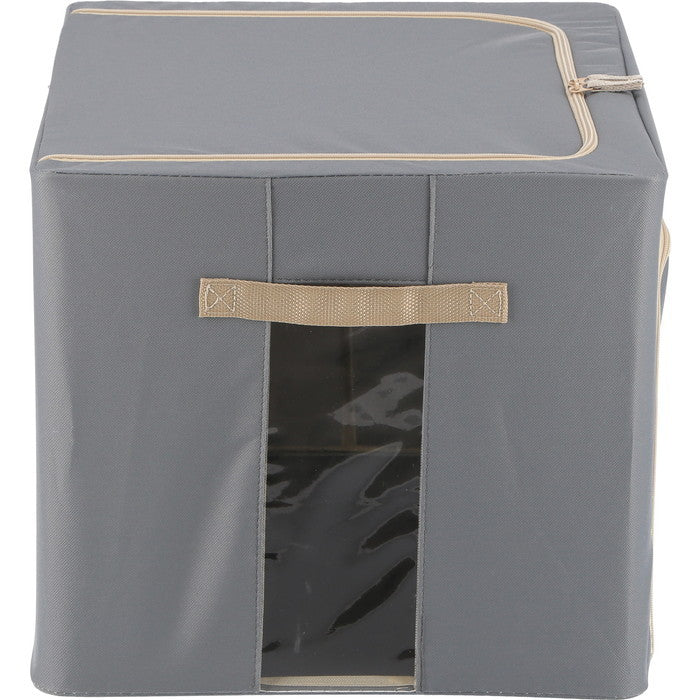 窓付 積み重ね 収納 スタッキング ボックス 72L GY グレー 幅500×奥行400×高さ360 fj-63519の画像