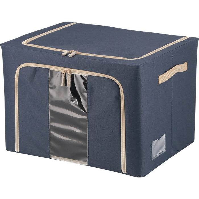 窓付 積み重ね 収納 スタッキング ボックス 72L BL ブルー 幅500×奥行400×高さ360 fj-63521の画像