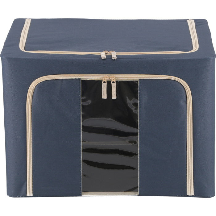 窓付 積み重ね 収納 スタッキング ボックス 72L BL ブルー 幅500×奥行400×高さ360 fj-63521の画像