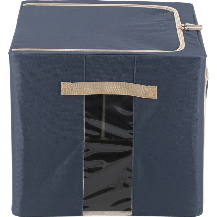 窓付 積み重ね 収納 スタッキング ボックス 72L BL ブルー 幅500×奥行400×高さ360 fj-63521の画像