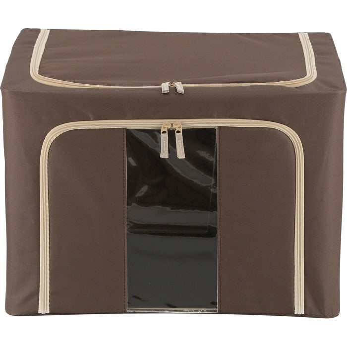 窓付 積み重ね 収納 スタッキング ボックス 72L BR ブラウン 幅500×奥行400×高さ360 fj-63522の画像