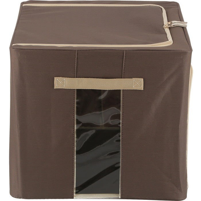 窓付 積み重ね 収納 スタッキング ボックス 72L BR ブラウン 幅500×奥行400×高さ360 fj-63522の画像