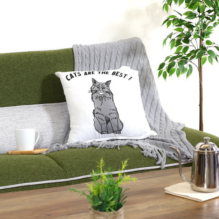 クッションカバー 45×45 CATS ARE BEST ホワイト 幅45×450×高さ3 fj-63880の画像