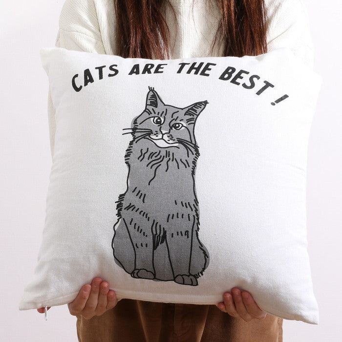 クッションカバー 45×45 CATS ARE BEST ホワイト 幅45×450×高さ3 fj-63880の画像
