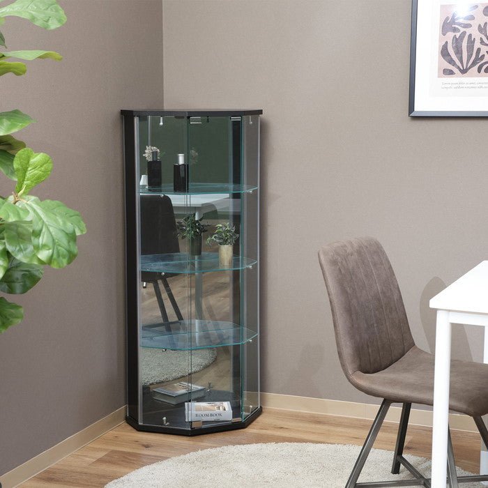 ガラス コレクション ケース BAAL コーナー BK ブラック 幅522×奥行425×高さ1195 fj-63934の画像