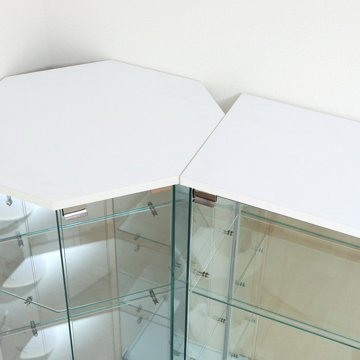 ガラス コレクション ケース BAAL コーナー WH ホワイト 幅522×奥行425×高さ1195 fj-63935の画像