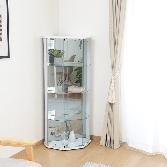 ガラス コレクション ケース BAAL コーナー WH ホワイト 幅522×奥行425×高さ1195 fj-63935の画像