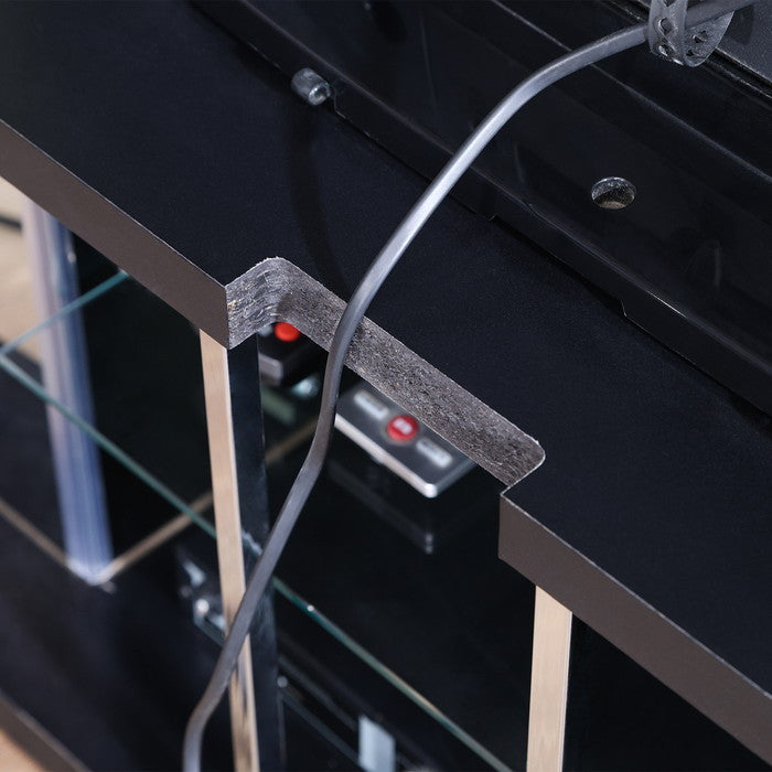 ガラス コレクション TVボード BAAL BK ブラック 幅1100×奥行300×高さ365 fj-63938の画像