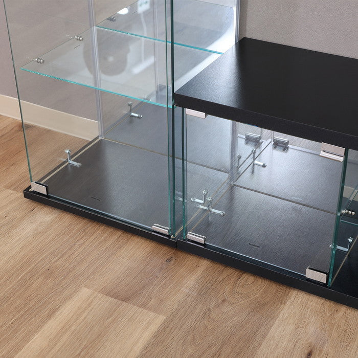 ガラス コレクション TVボード BAAL BK ブラック 幅1100×奥行300×高さ365 fj-63938の画像