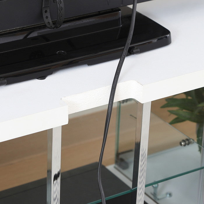 ガラス コレクション TVボード BAAL WH ホワイト 幅1100×奥行300×高さ365 fj-63939の画像