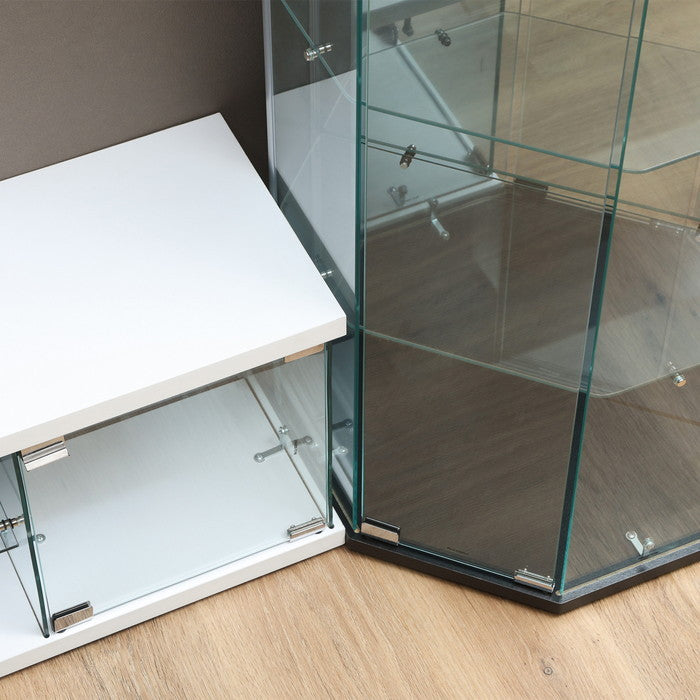 ガラス コレクション TVボード BAAL WH ホワイト 幅1100×奥行300×高さ365 fj-63939の画像