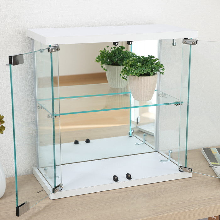 卓上ガラスコレクションケース WH G256-M WH ホワイト 幅425×奥行200×高さ425mm fj-63946の画像