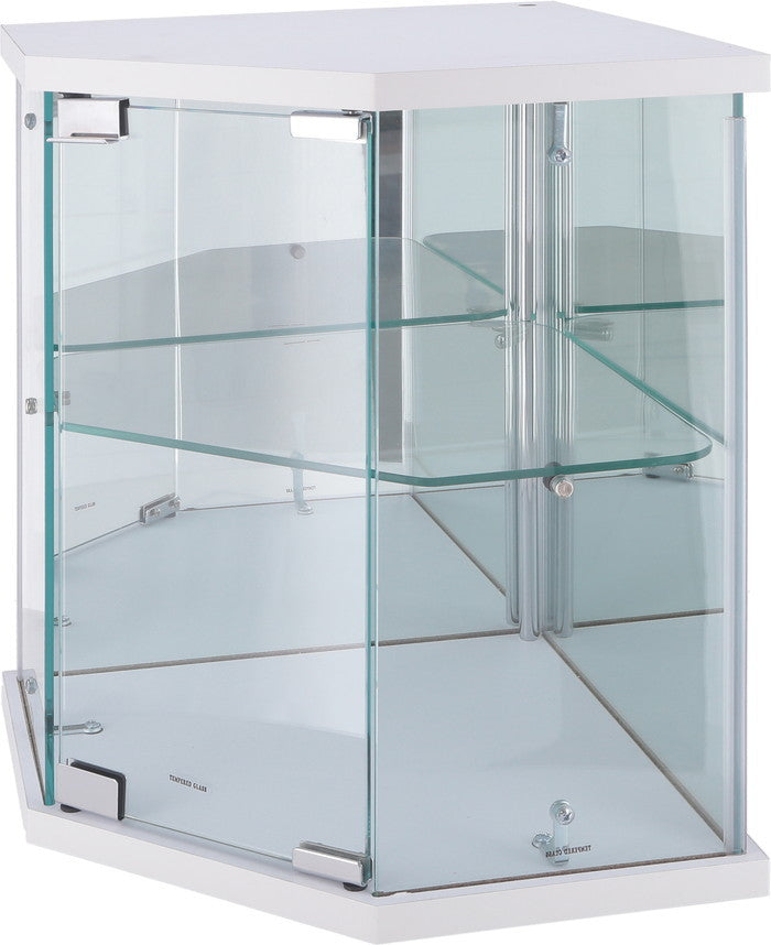 卓上ガラスコレクションケース コーナー WH G309 ホワイト 幅350×奥行350×高さ425mm fj-63947の画像