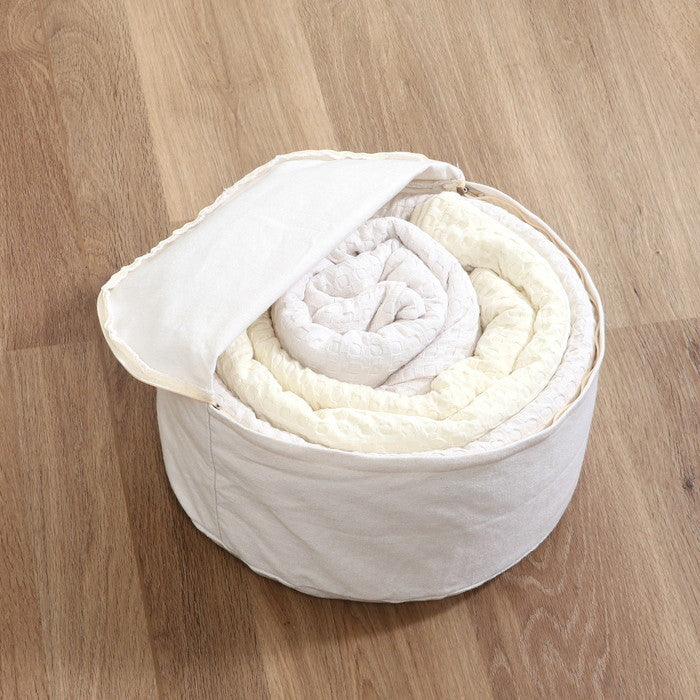 収納できる クッション カバー シュシュ まるS IV アイボリー 幅380×奥行380×高さ170 fj-65081の画像