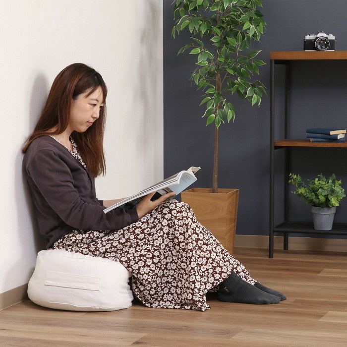 収納できる クッション カバー シュシュ まるS IV アイボリー 幅380×奥行380×高さ170 fj-65081の画像