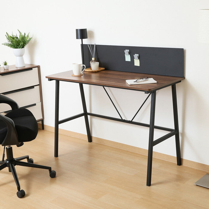 デスク マグネット 対応 バックパネル付き フィーノBR BK ブラウン ブラック 組立品 W1100×D500×H980mm 11.45kg fj-65273の画像