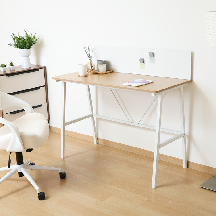 デスク マグネット 対応 バックパネル付き フィーノNA WH ナチュラル ホワイト 組立品 W1100×D500×H980mm 11.45kg fj-65274の画像