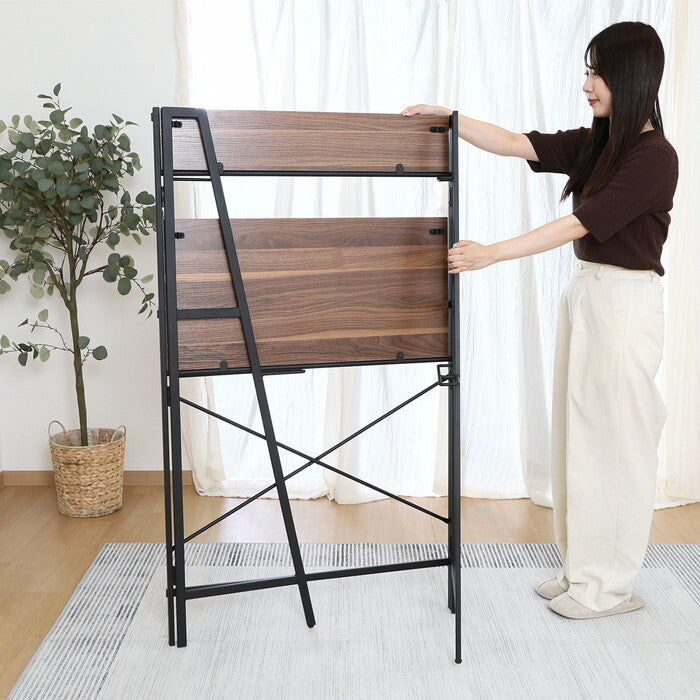 デスク フォールディング タワータイプ ペルル BR BK ブラウン ブラック 組立品 W810×D410×H1375mm 10kg fj-65275の画像