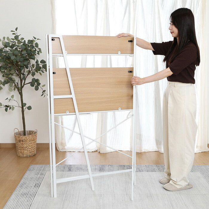 デスク フォールディング タワータイプ ペルル NA WH ナチュラル ホワイト 組立品 W810×D410×H1375mm 10kg fj-65276の画像
