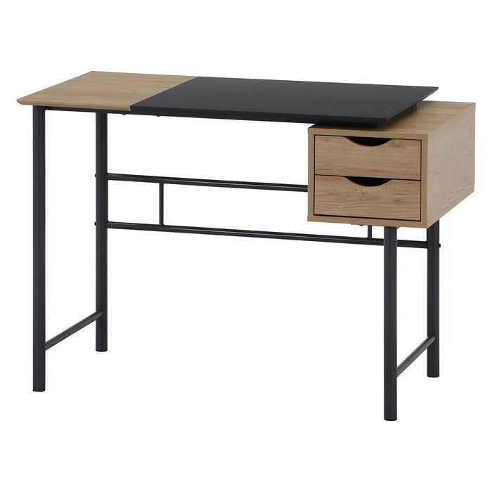 デスク 引き出し付きシンプル ユノ GY BK グレー ブラック 組立品 W1050×D550×H750mm 19.5kg fj-65279の画像