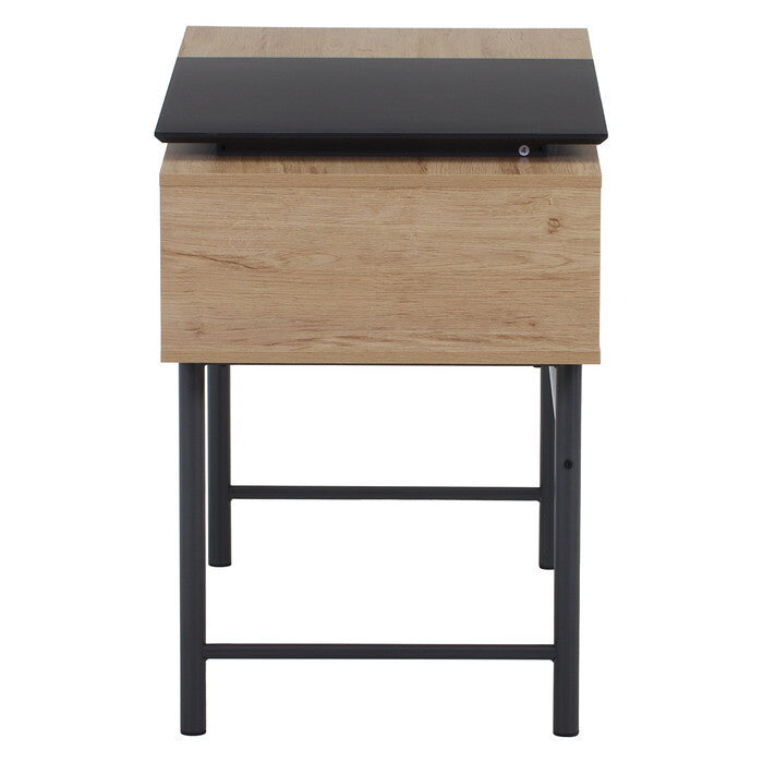 デスク 引き出し付きシンプル ユノ GY BK グレー ブラック 組立品 W1050×D550×H750mm 19.5kg fj-65279の画像