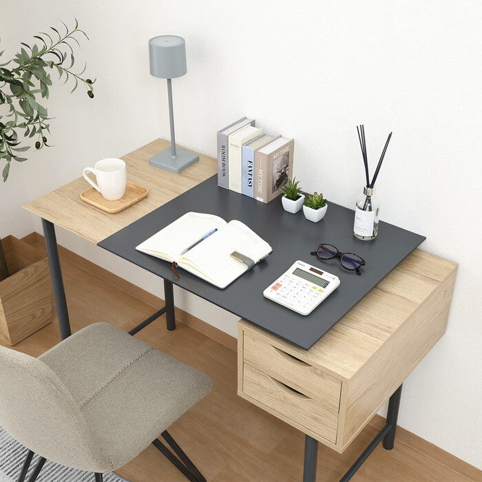 デスク 引き出し付きシンプル ユノ GY BK グレー ブラック 組立品 W1050×D550×H750mm 19.5kg fj-65279の画像
