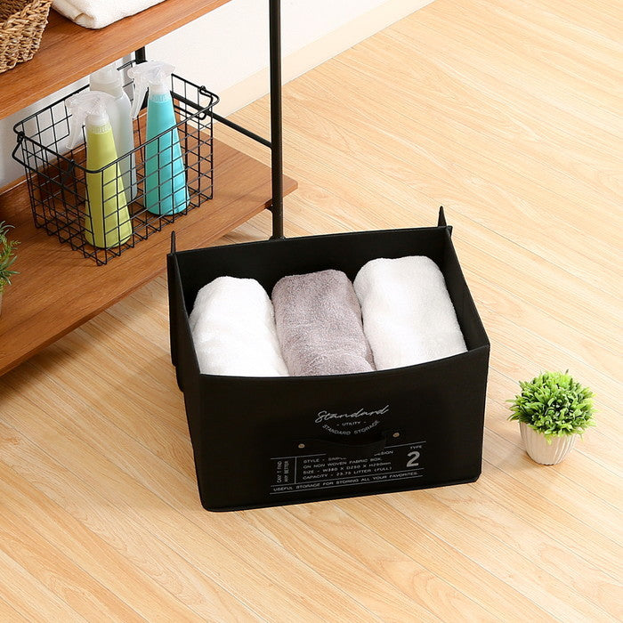 蓋付不織布インナー ボックス スタンダード BK 70455 ブラック 幅380×奥行250×高さ250 fj-65285の画像