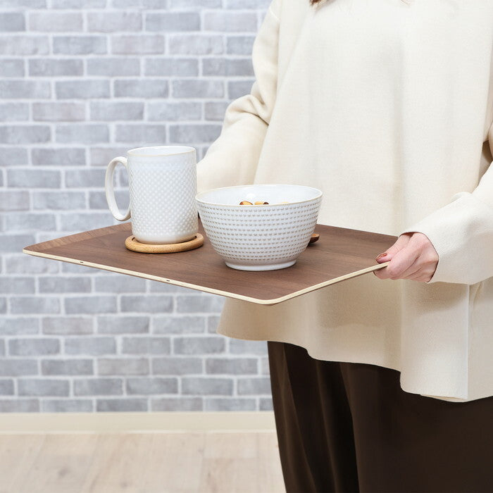 突板トレー すべりにくい L ブラウン 完成品 W400×D300×H11mm 0.5kg fj-67017の画像