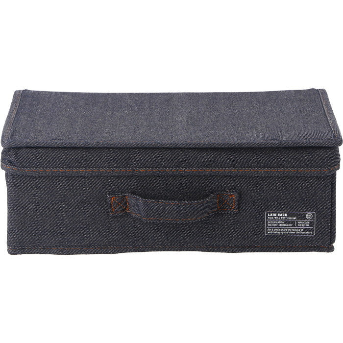 LB デニム調 インナーボックス 横ハーフ 蓋付 ブルー 幅380×奥行260×高さ130 fj-67312の画像