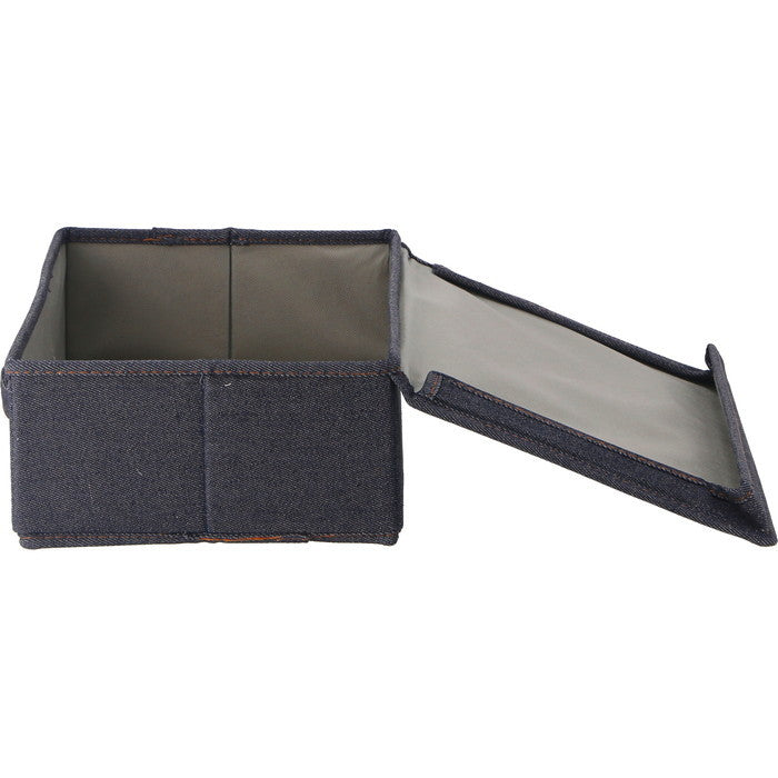 LB デニム調 インナーボックス 横ハーフ 蓋付 ブルー 幅380×奥行260×高さ130 fj-67312の画像