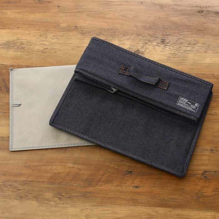 LB デニム調 インナーボックス 横ハーフ 蓋付 ブルー 幅380×奥行260×高さ130 fj-67312の画像