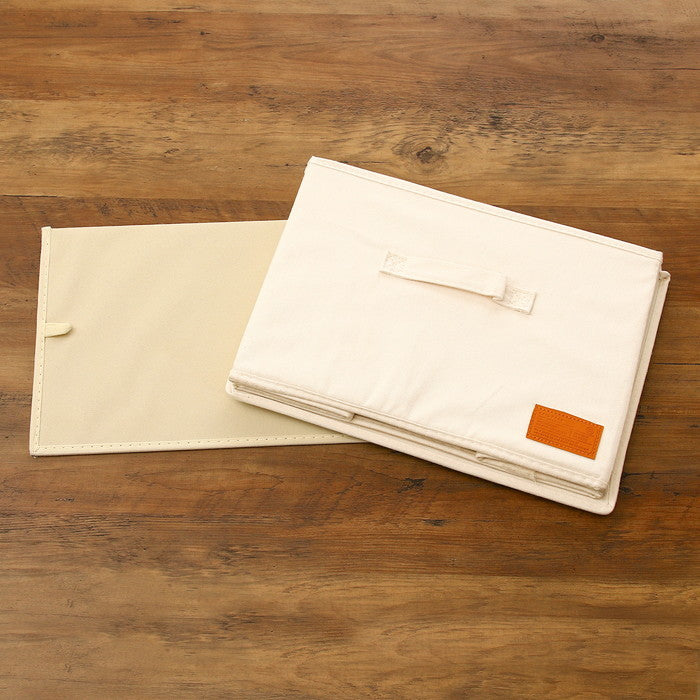 LB キャンバス調 インナーボックス 蓋付 アイボリー 幅380×奥行260×高さ260 fj-67315の画像