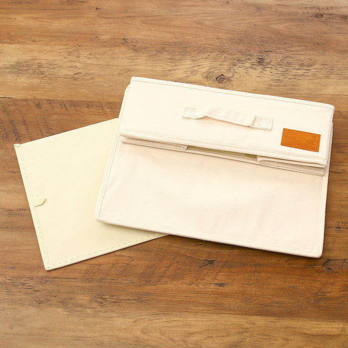 LB キャンバス調 インナーボックス 横ハーフ蓋付 アイボリー 幅380×奥行260×高さ130 fj-67317の画像