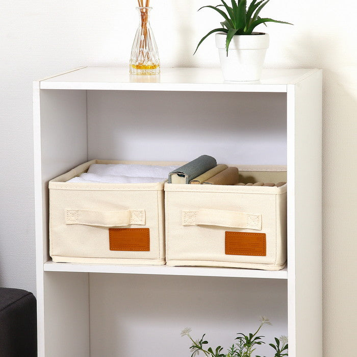 LB キャンバス調 インナーボックス クォーター2Pセット アイボリー 幅180×奥行260×高さ130 fj-67319の画像