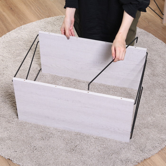 EZBO ワイヤーラック2段 60幅 ホワイトオーク ホワイトウォッシュ 幅610×奥行310×高さ400 fj-67325の画像