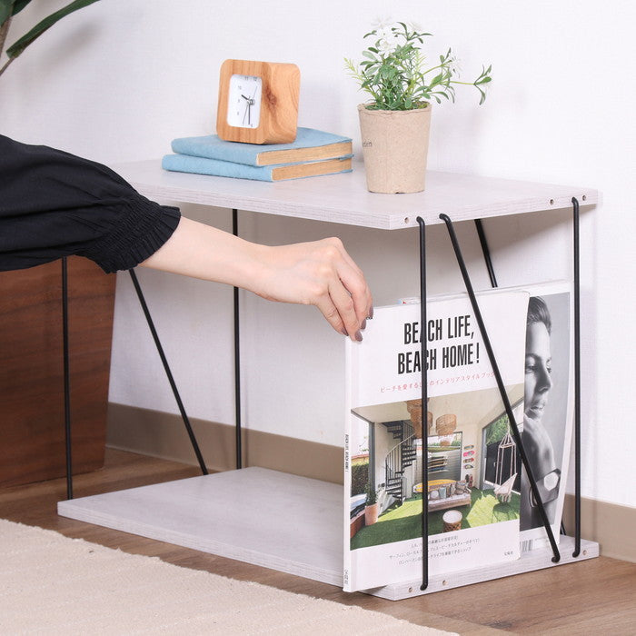 EZBO ワイヤーラック2段 60幅 ホワイトオーク ホワイトウォッシュ 幅610×奥行310×高さ400 fj-67325の画像