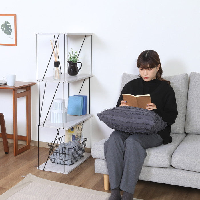 EZBO ワイヤーラック4段 60幅 ホワイトオーク ホワイトウォッシュ 幅610×奥行310×高さ1170 fj-67327の画像