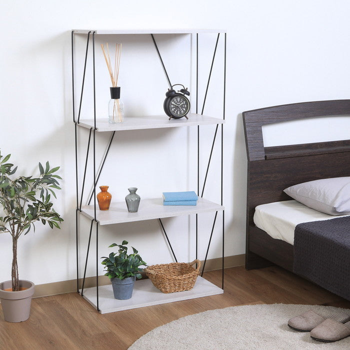 EZBO ワイヤーラック4段 60幅 ホワイトオーク ホワイトウォッシュ 幅610×奥行310×高さ1170 fj-67327の画像