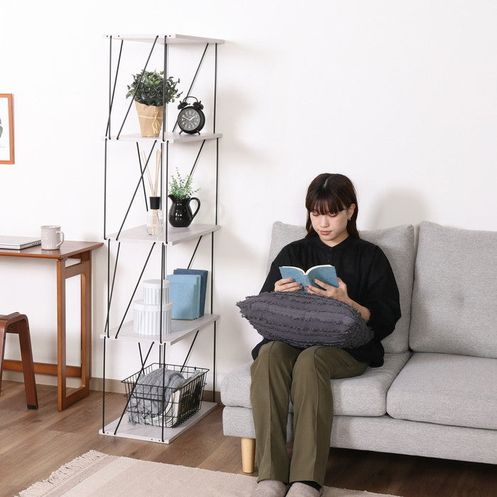 EZBO ワイヤーラック5段 60幅 ホワイトオーク ホワイトウォッシュ 幅610×奥行310×高さ1555 fj-67328の画像