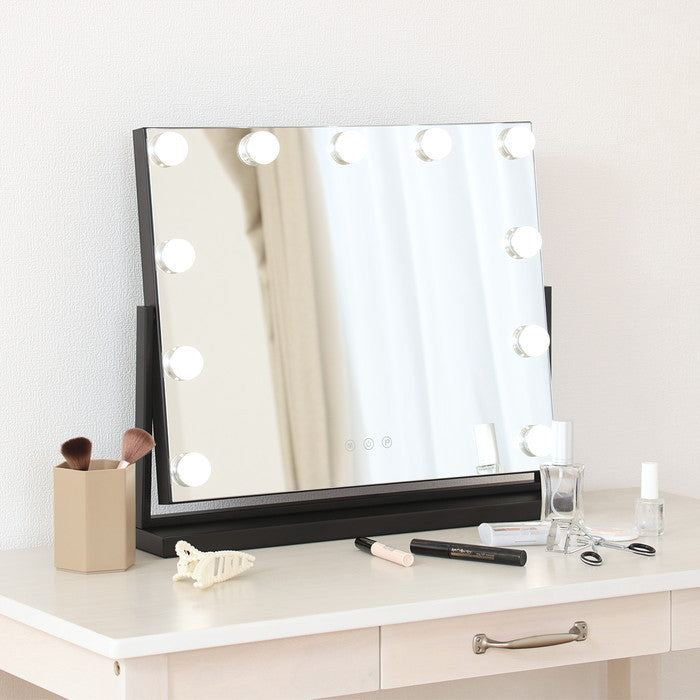 プレミアムLEDミラー yumeka BK LED-500 ブラック 幅500×奥行120×高さ425mm fj-67781の画像