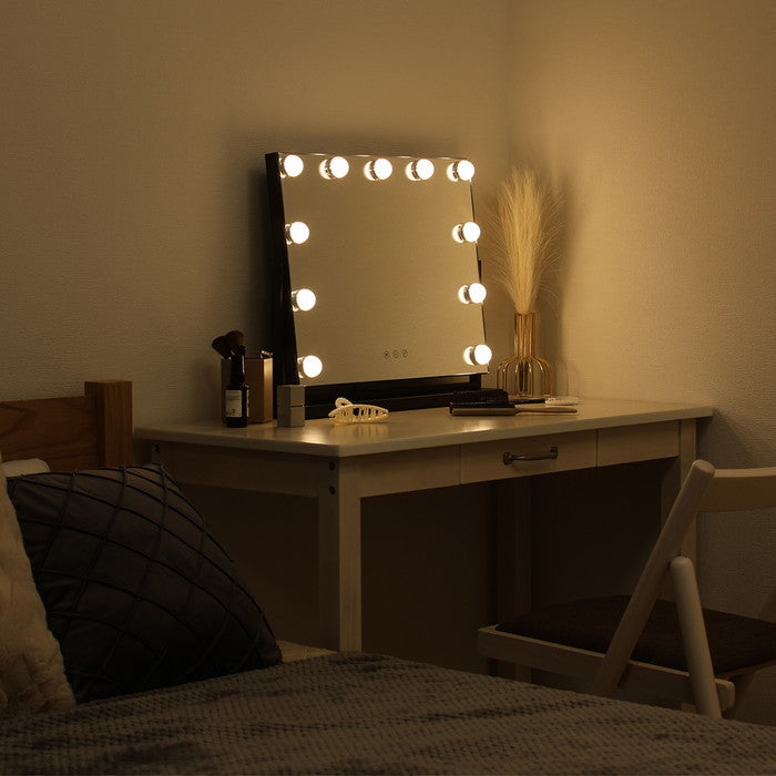 プレミアムLEDミラー yumeka BK LED-500 ブラック 幅500×奥行120×高さ425mm fj-67781の画像