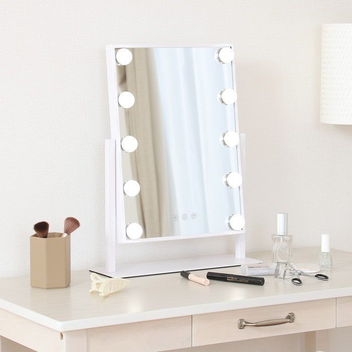 プレミアムLEDミラー yumeka WH LED-365 ホワイト 幅365×奥行120×高さ464mm fj-67782の画像