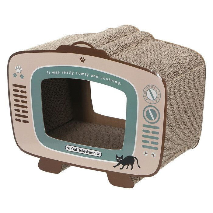 猫の爪とぎ テレビ 54223 ナチュラル 完成品 W440×D230×H340mm 1kg fj-68128の画像