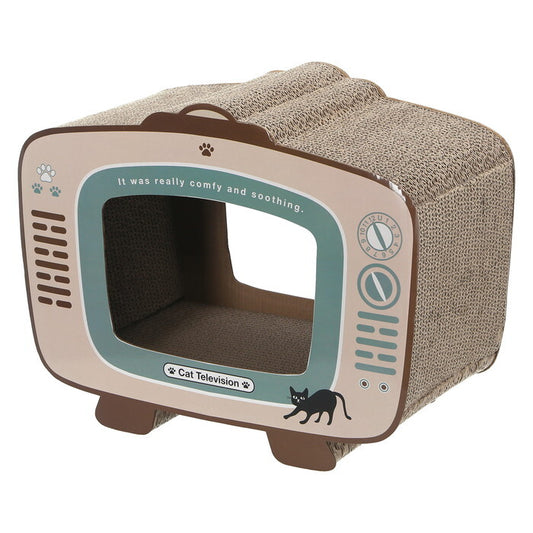 猫の爪とぎ テレビ 54223 ナチュラル 完成品 W440×D230×H340mm 1kg fj-68128の画像