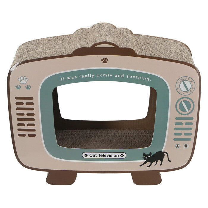 猫の爪とぎ テレビ 54223 ナチュラル 完成品 W440×D230×H340mm 1kg fj-68128の画像